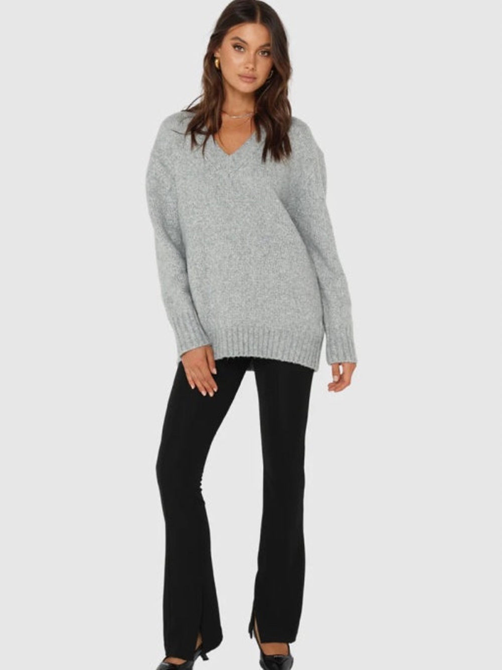 Madison the Label Rena Knit Jumper / Sweater in Grey Mix Size Small Oversized
